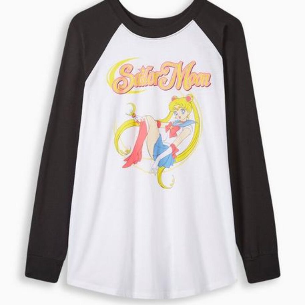 Torrid 3X Sailor Moon Classic Fit Cotton Crew Neck Long Sleeve Raglan Top